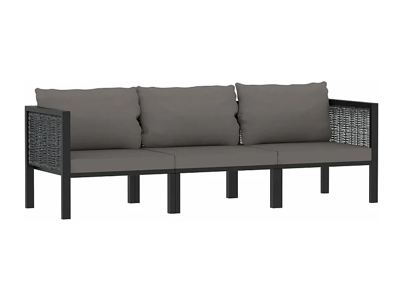 Sofá de 3 lugares com almofadas em resina tecida antracite 02_0013297