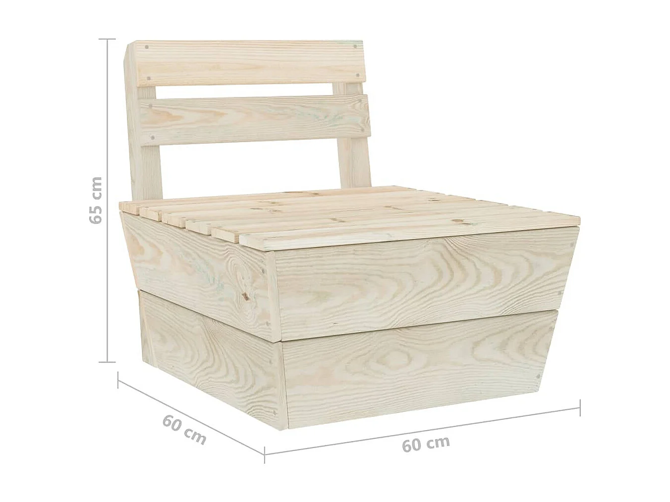 Divano da giardino pallet a 3 posti in legno di abete impregnato 02_0013288