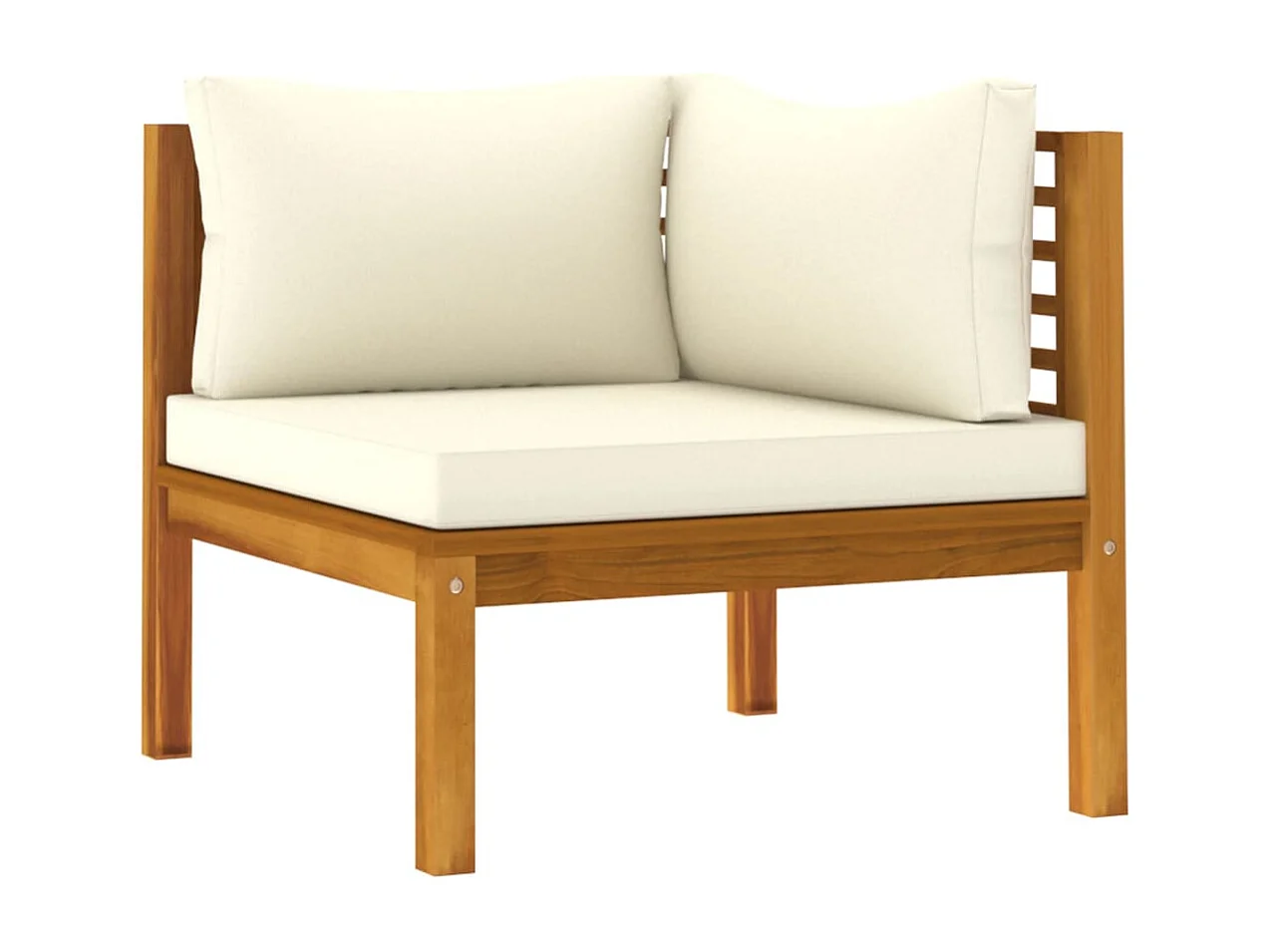 Sofá de jardín 2 plazas mueble exterior y cojín color crema madera maciza de acacia 02_0013221