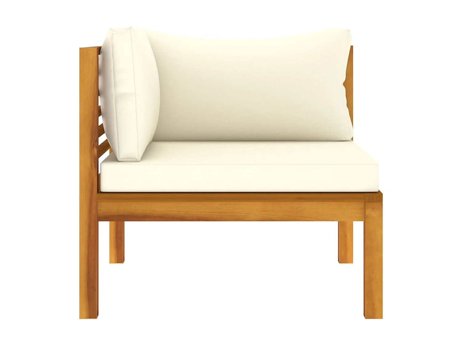 Sofá de jardín 2 plazas mueble exterior y cojín color crema madera maciza de acacia 02_0013221