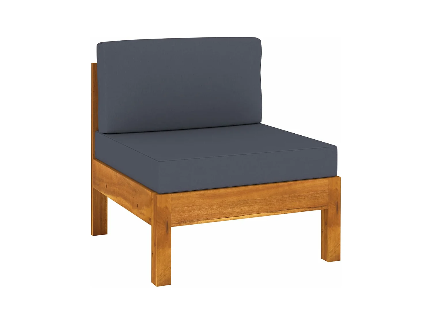 Sofá de jardín de 3 plazas, mueble de exterior y cojines gris oscuro de acacia maciza 02_0013233