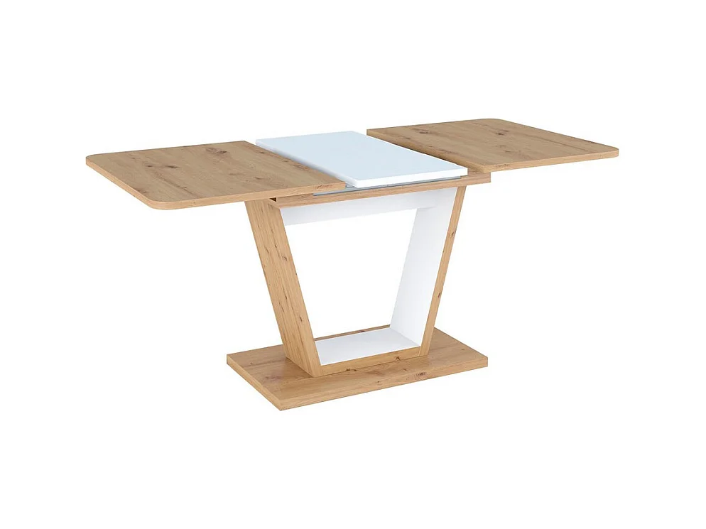 Table à manger extensible 120-160 cm aspect chêne et blanc mat Lewis
