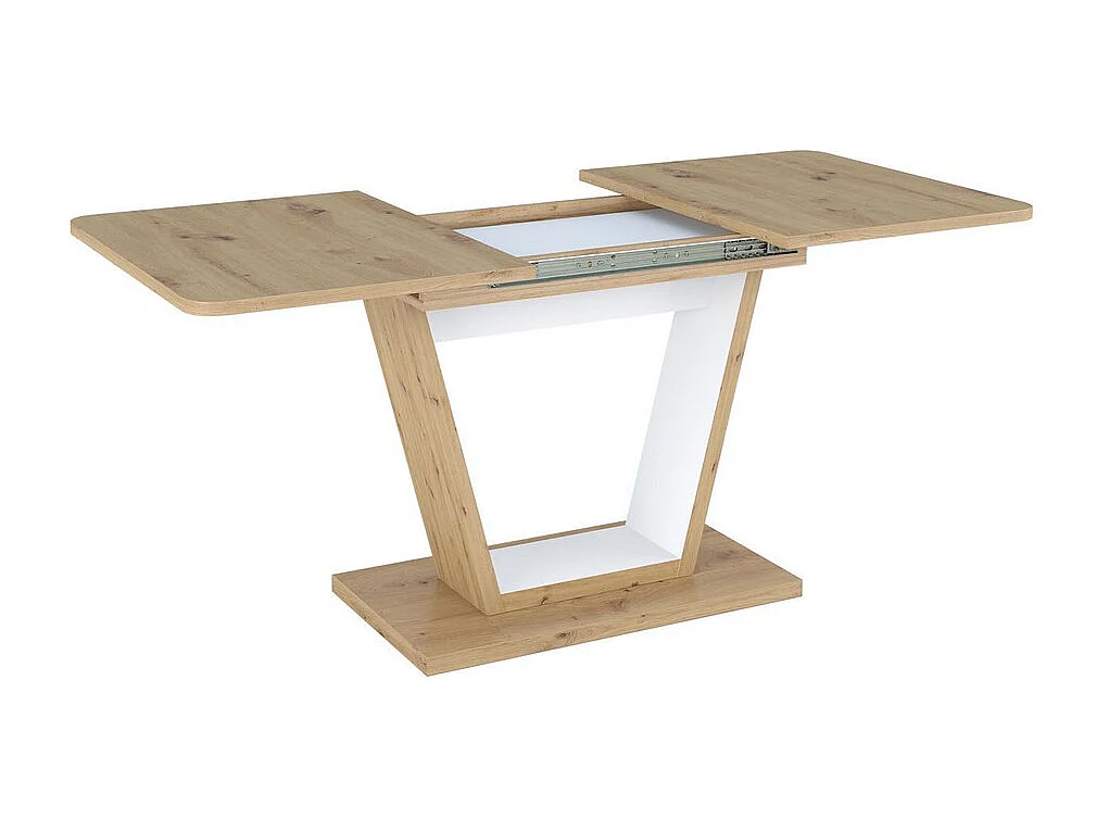 Table à manger extensible 120-160 cm aspect chêne et blanc mat Lewis