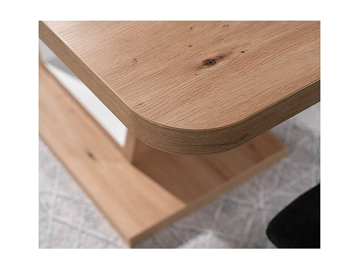 Table à manger extensible 120-160 cm aspect chêne et blanc mat Lewis