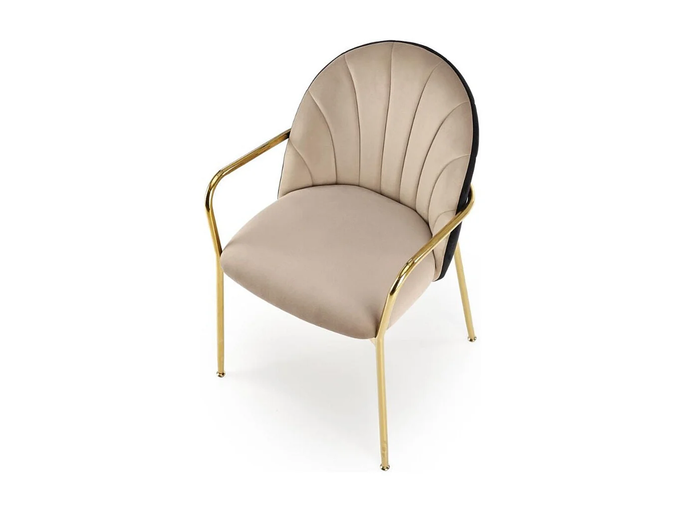 Silla de diseño bicolor con estructura de metal dorado Shell