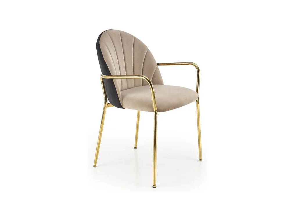 Chaise design bicolore avec structure en métal doré Shell