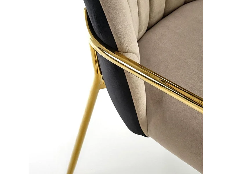 Chaise design bicolore avec structure en métal doré Shell