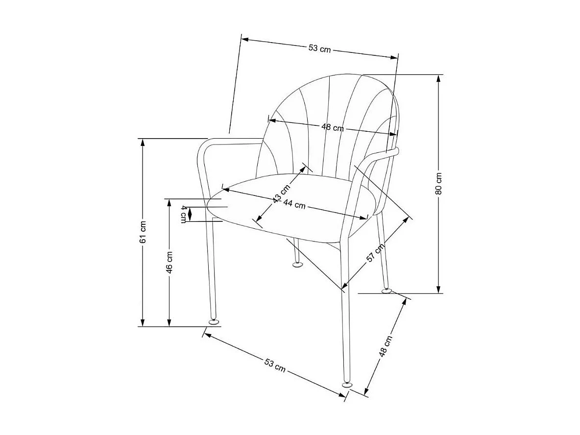 Chaise design bicolore avec structure en métal doré Shell