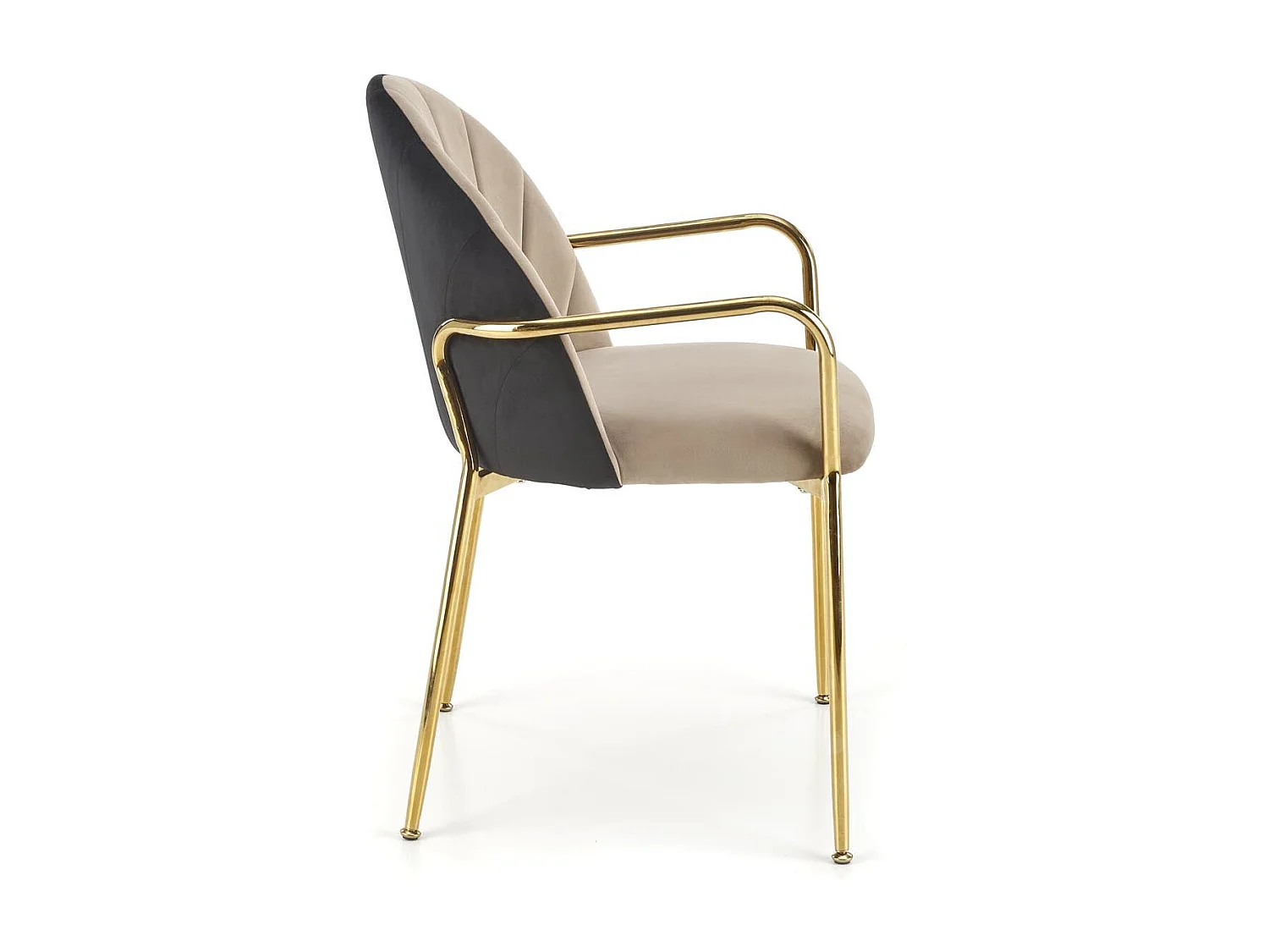 Chaise design bicolore avec structure en métal doré Shell