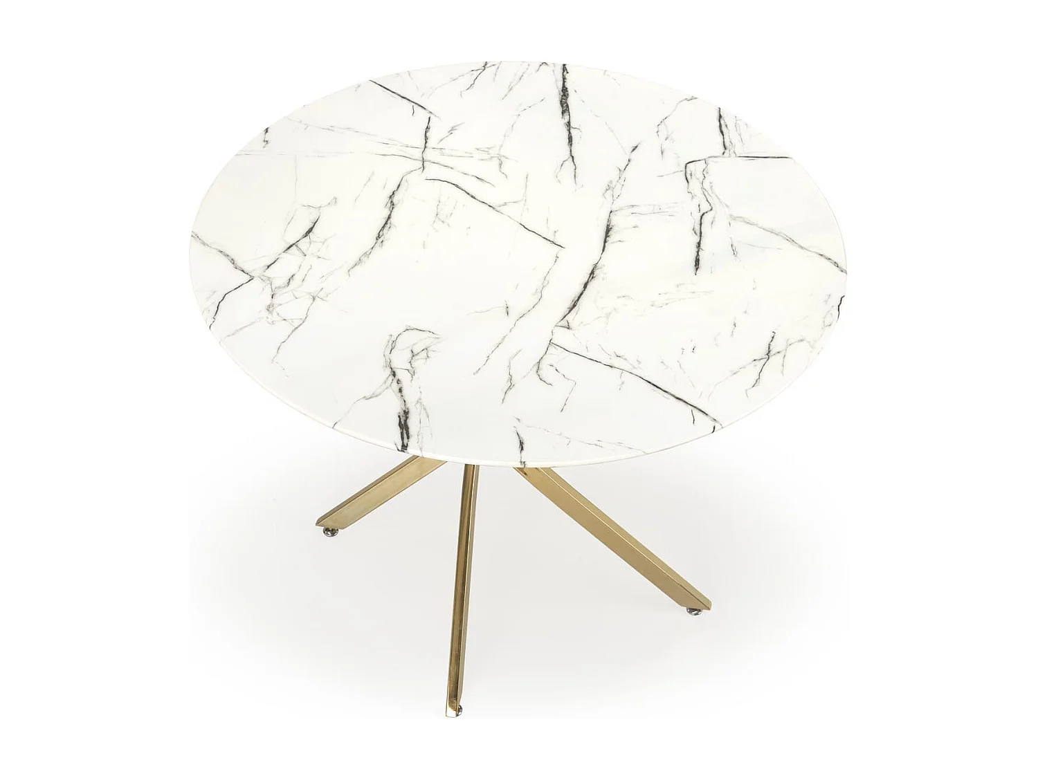 Table 100cm avec plateau aspect marbre blanc et pied doré Mezzo