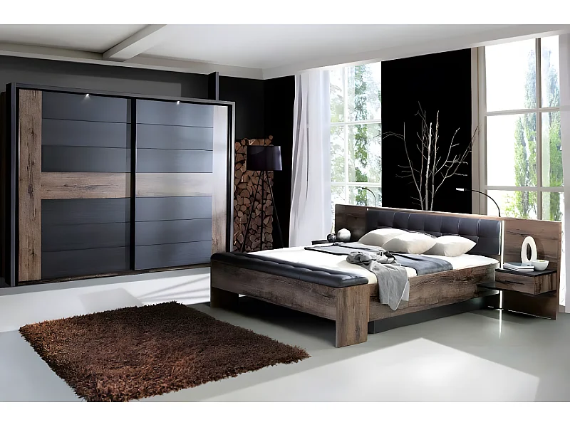 Letto Bellevue/160x200/nero e marrone