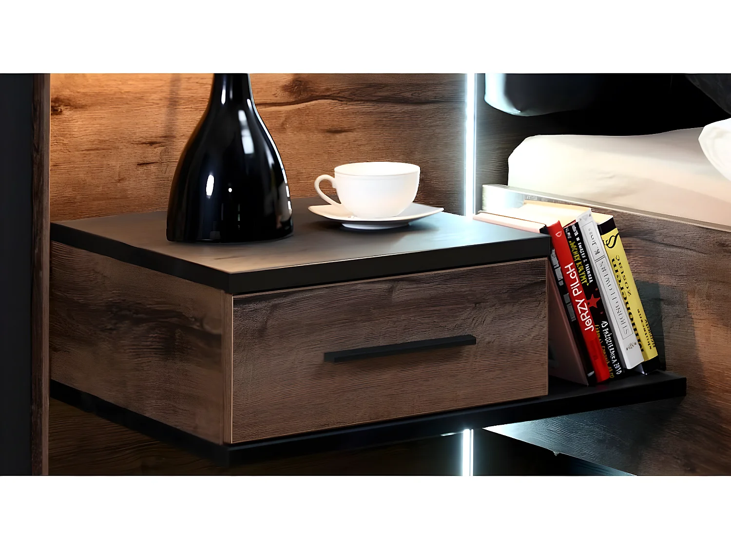 Letto Bellevue/160x200/nero e marrone