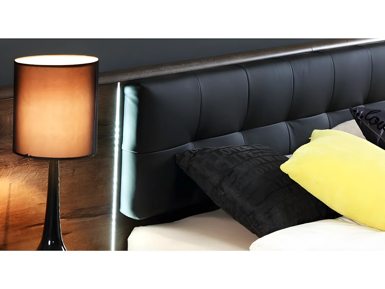 Letto Bellevue/160x200/nero e marrone