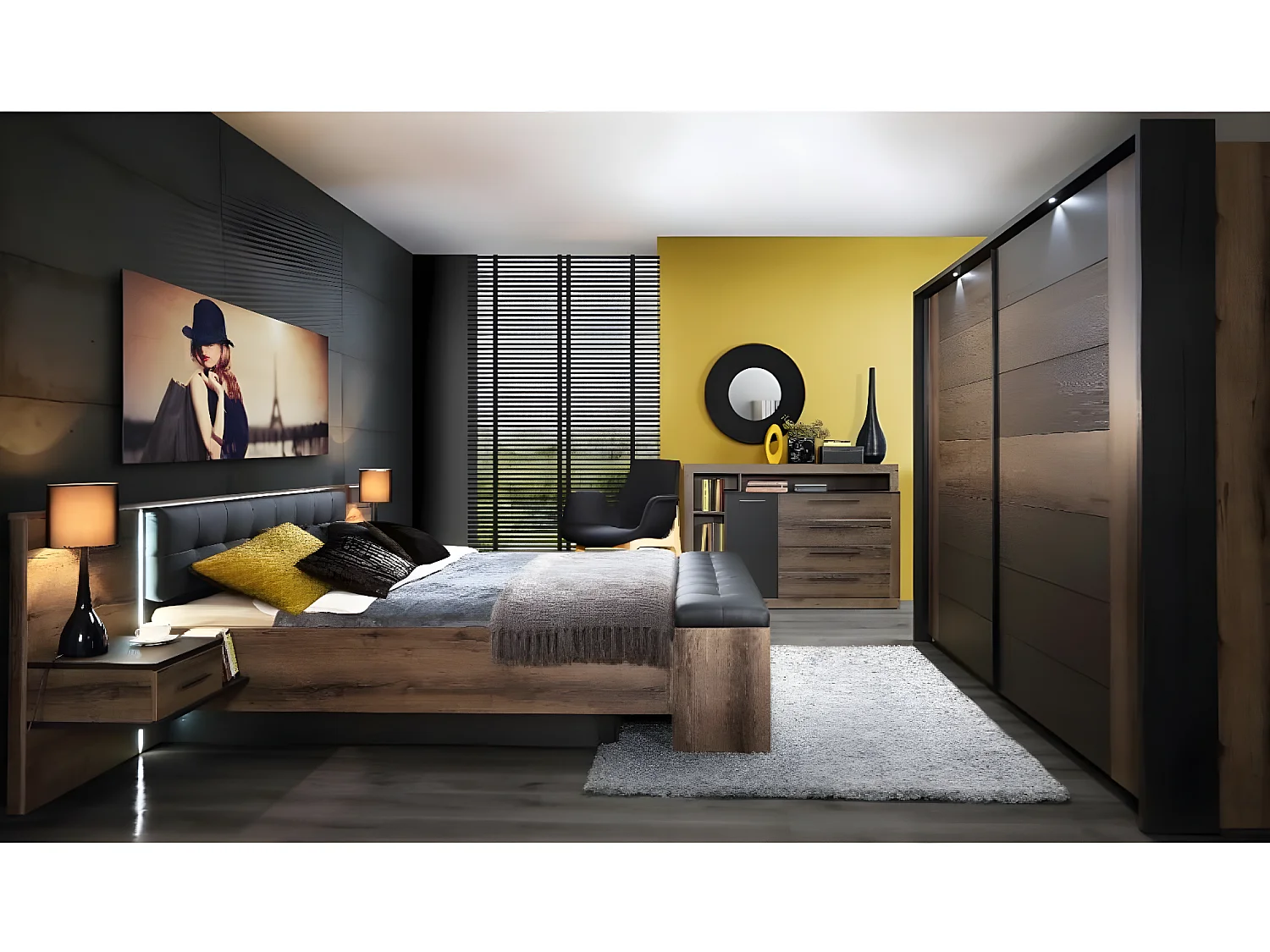 Lit Bellevue/160x200/noir et marron