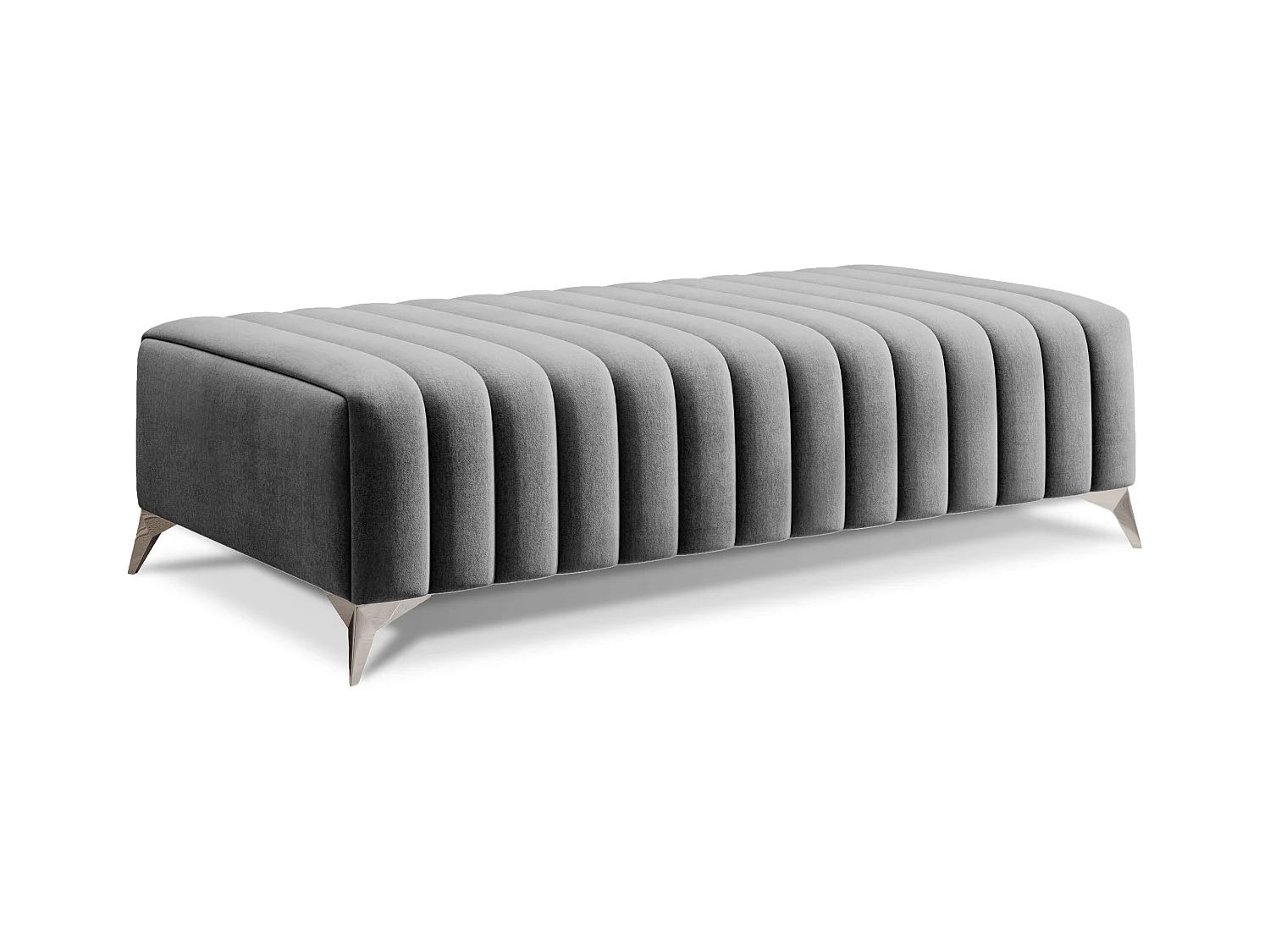 Pouf design velours avec pieds en acier chromé LOZA-Gris
