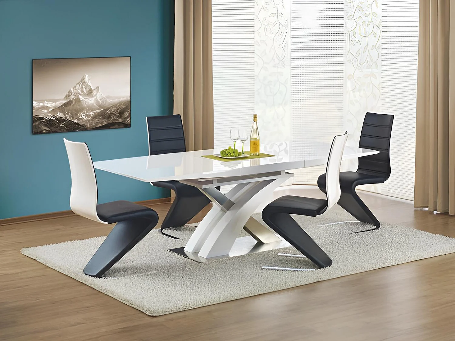 Tavolo da pranzo Sandor (90x160-220)/Allungabile/MDF e metallo/Bianco