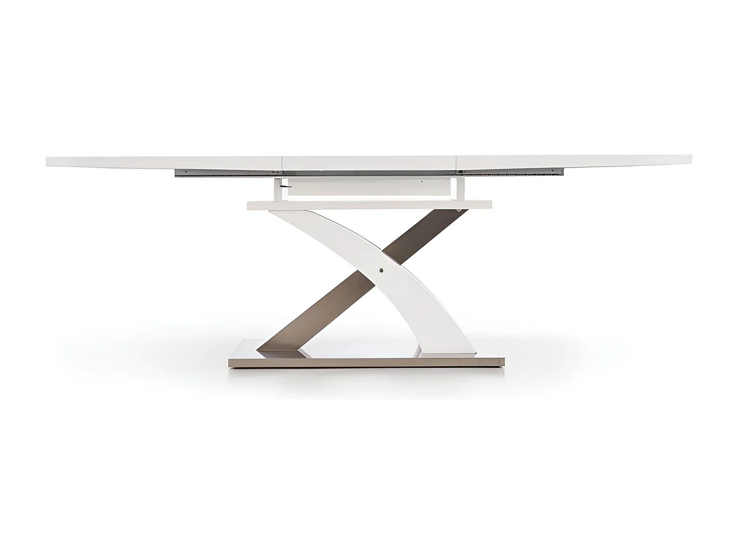 Tavolo da pranzo Sandor (90x160-220)/Allungabile/MDF e metallo/Bianco