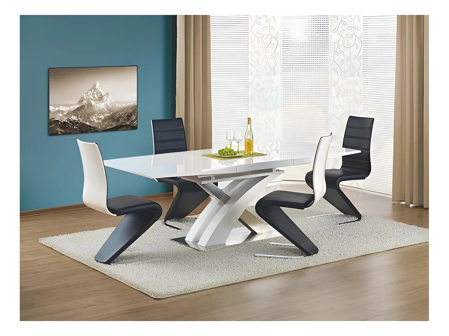 Table à manger Sandor (90x160-220)/Extensible/MDF&Métal/Blanc