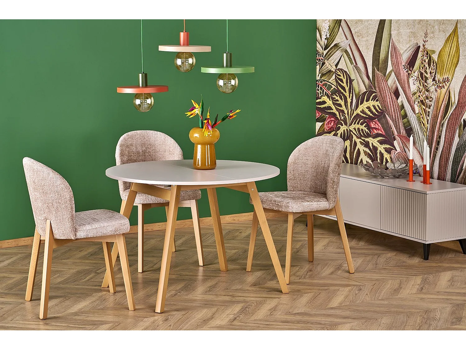 Esstisch Ruben-K (72x102-142)/Erweiterbar/Weiss&Braun