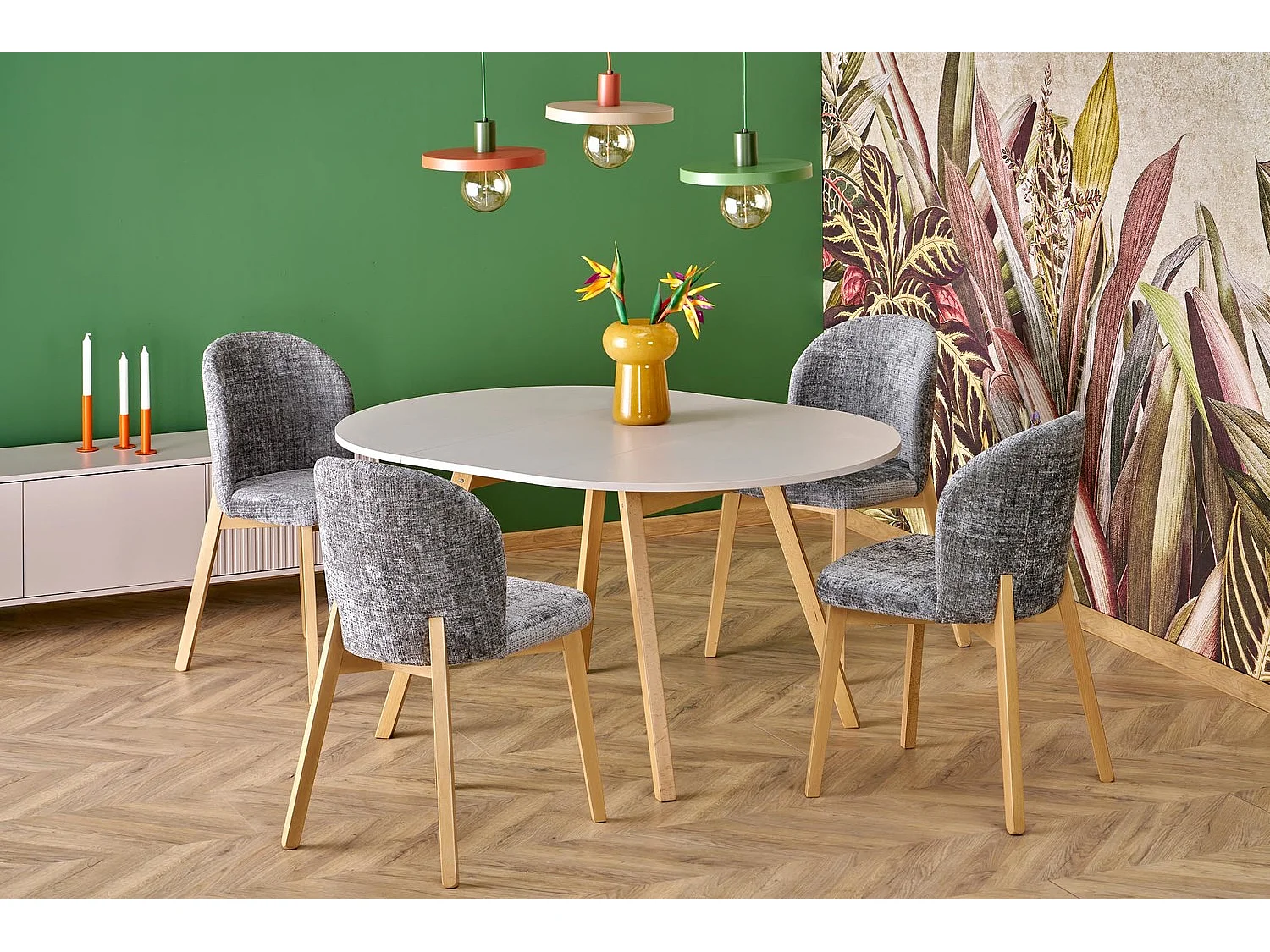 Esstisch Ruben-K (72x102-142)/Erweiterbar/Weiss&Braun