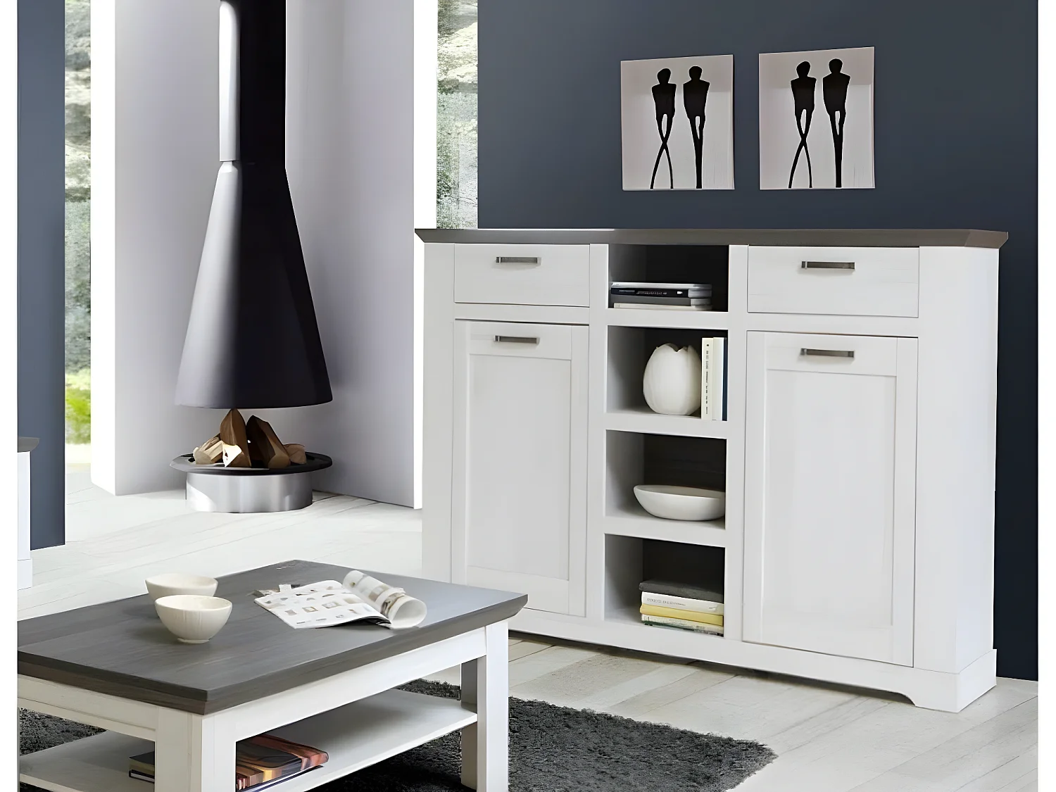 Highboard Gasparo/Weis&Anthrazit