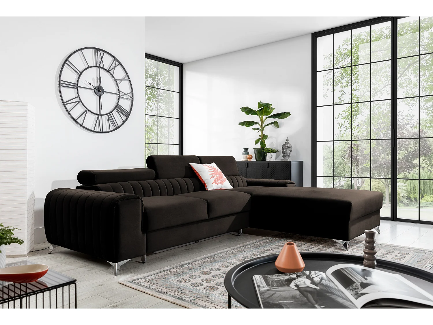 Ecksofa Futura R/Stoffbezug/Braun