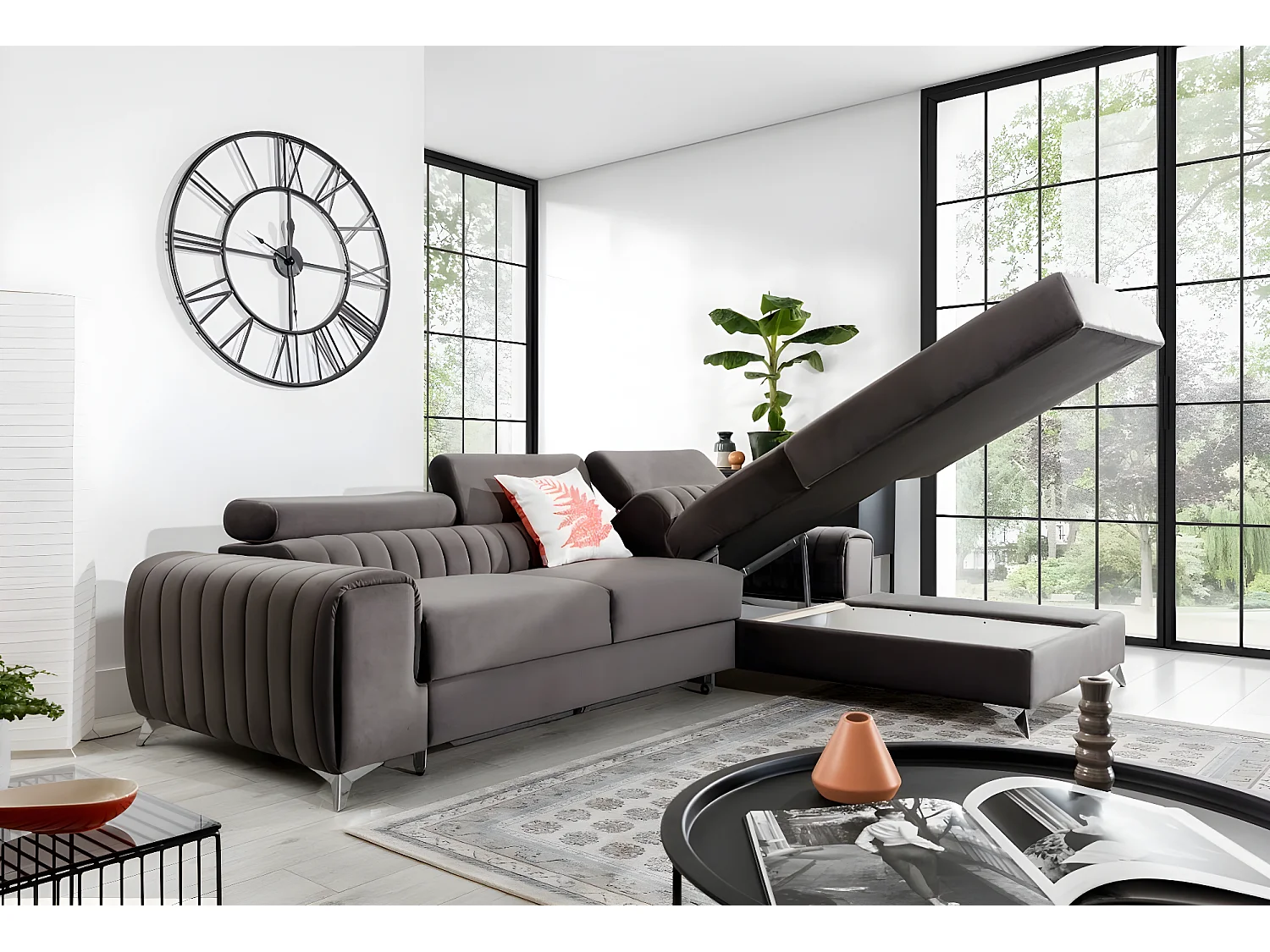 Ecksofa Futura R/Stoffbezug/Braun