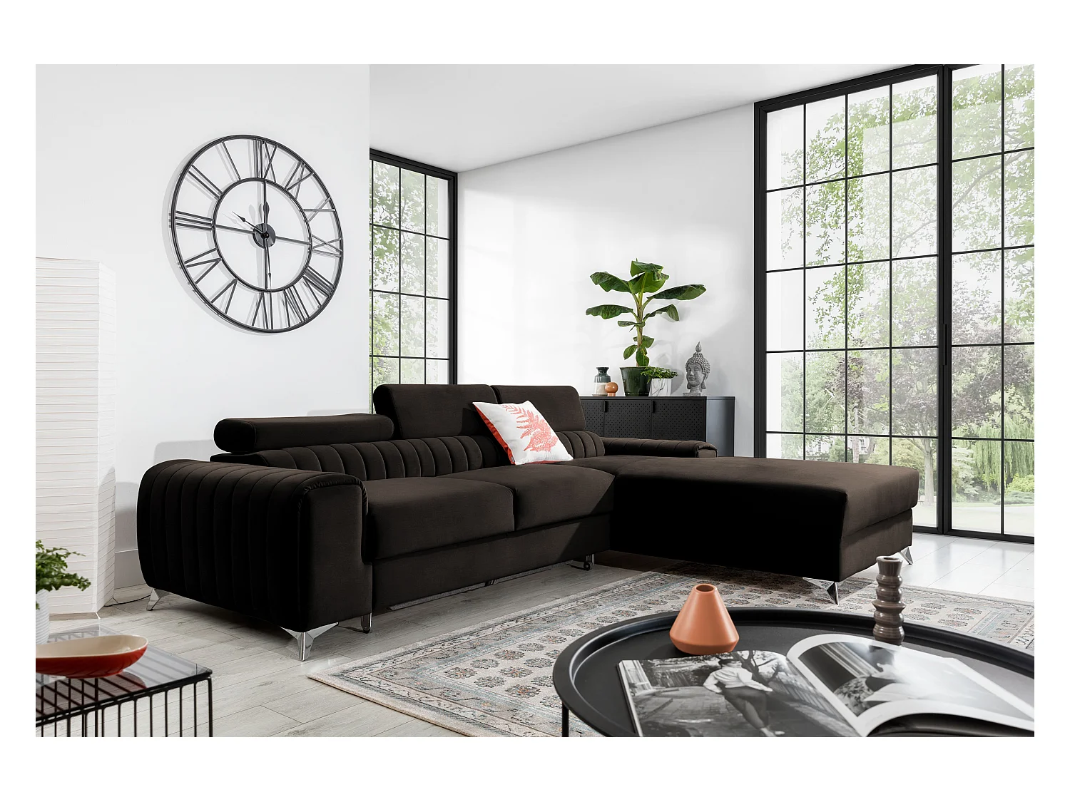 Ecksofa Futura R/Stoffbezug/Braun