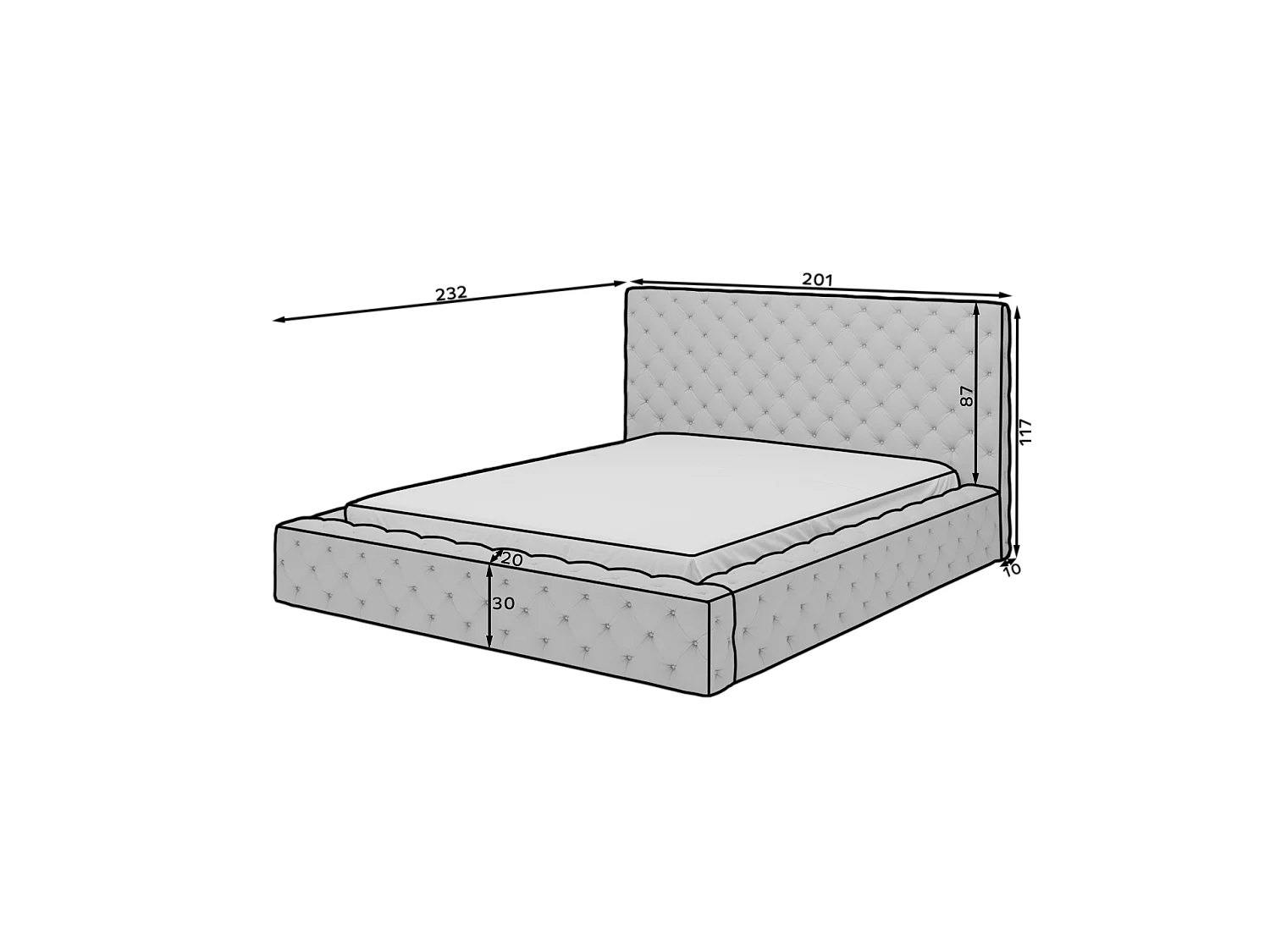 Letto King M (160x200)/Tessuto-Beige