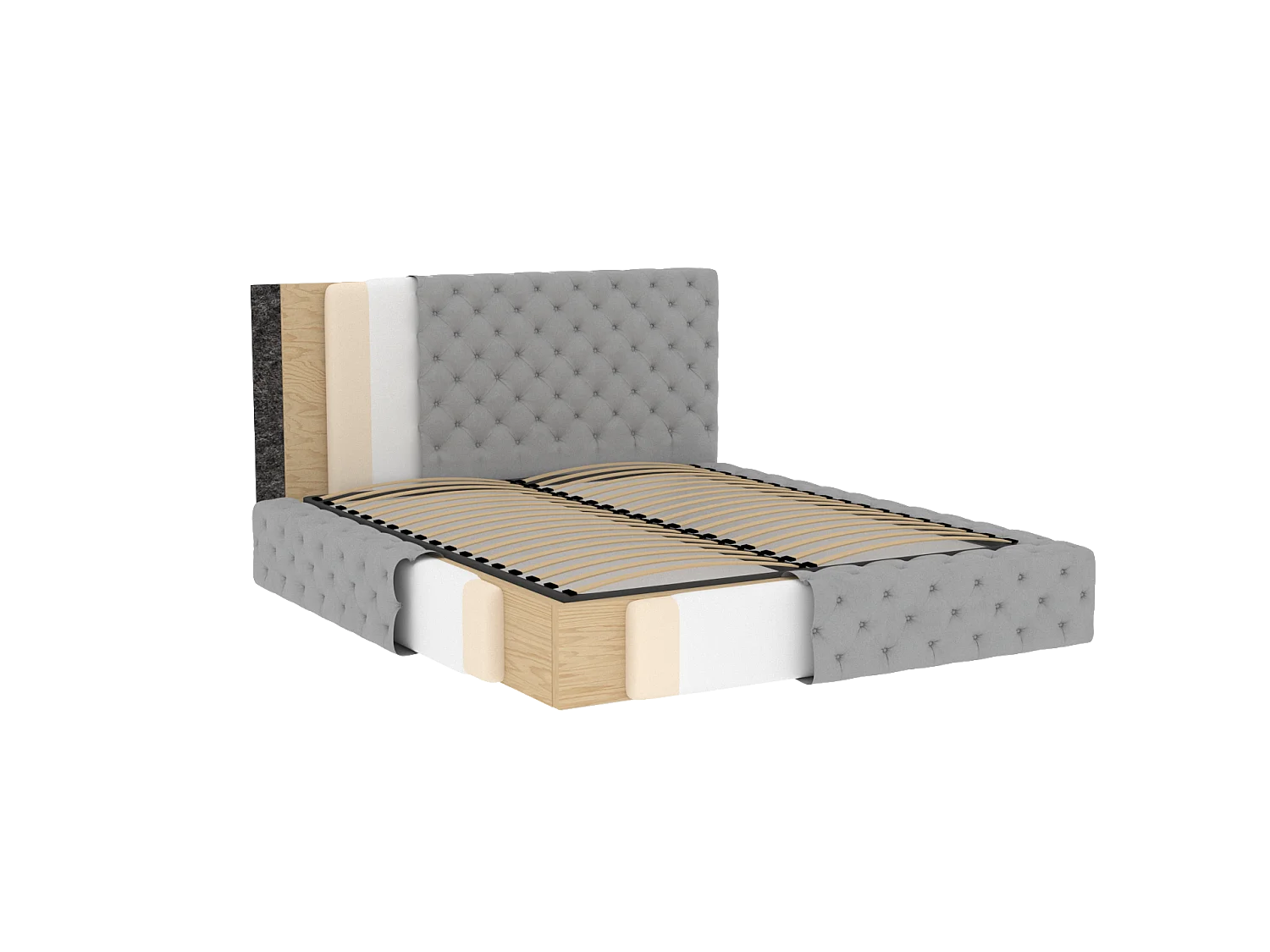 Bett King M (160x200)/Stoff-Beige