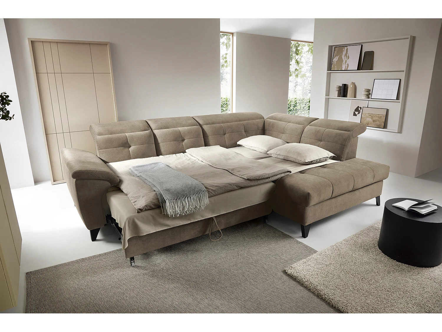 Canapé Corner Corsica R/Tissu-Beige