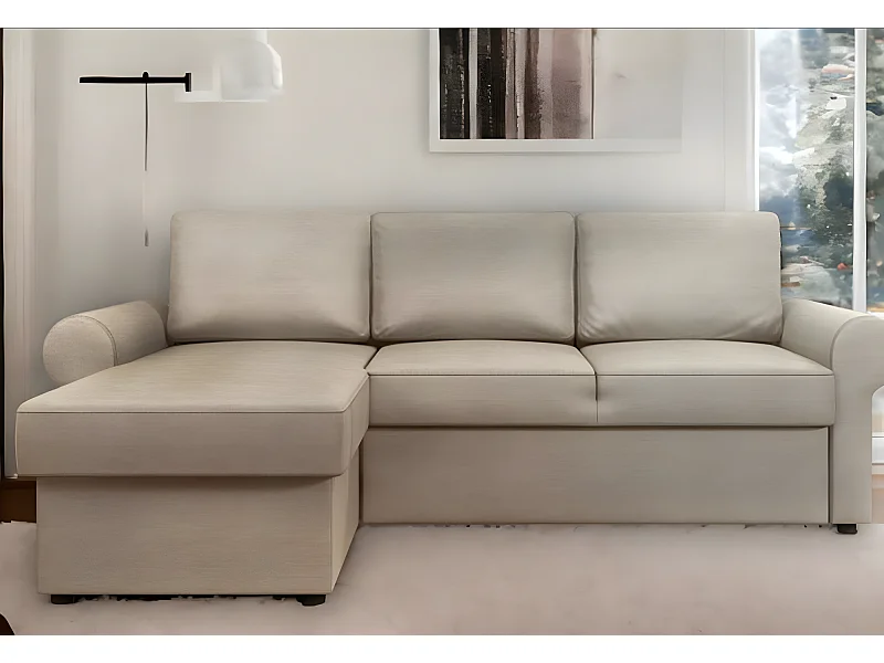 Ecksofa Paco L/Stoffbezug/Beige