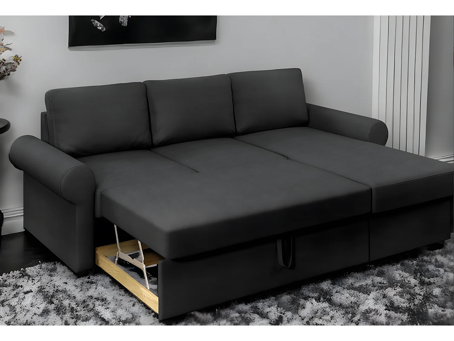 Canapé Corner Paco R/Tissu/Anthracite