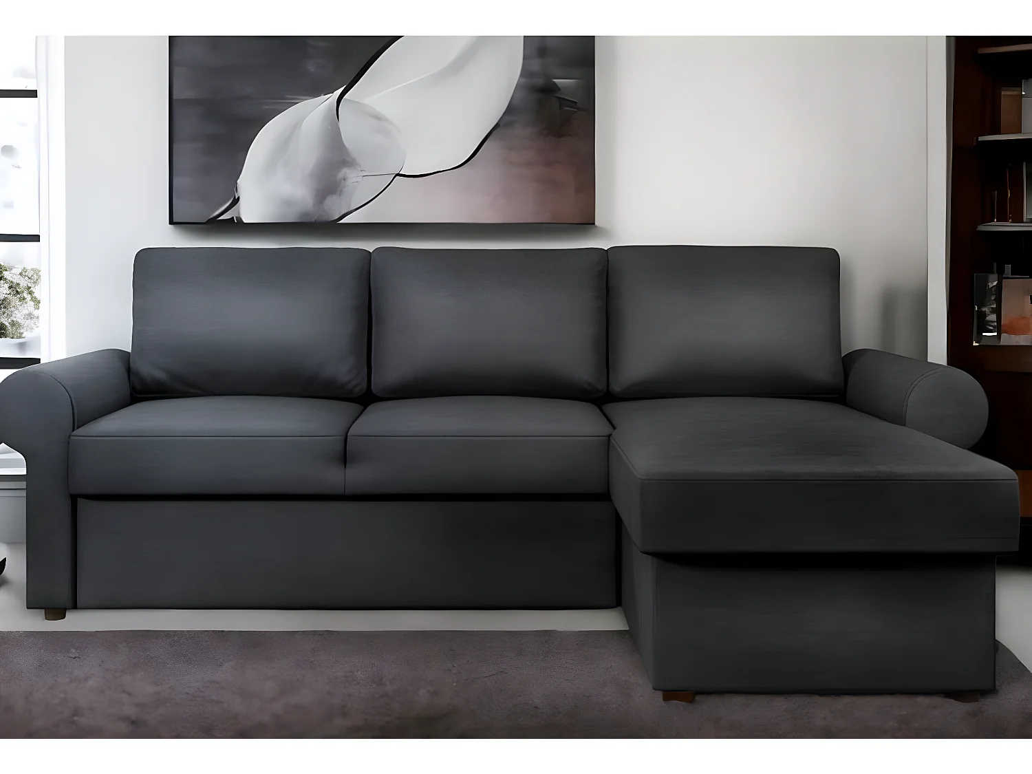 Canapé Corner Paco R/Tissu/Anthracite