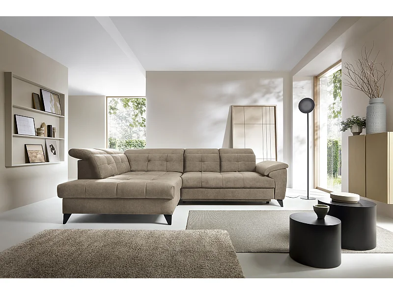 Divano d'angolo Corsica L/Tessuto-Beige