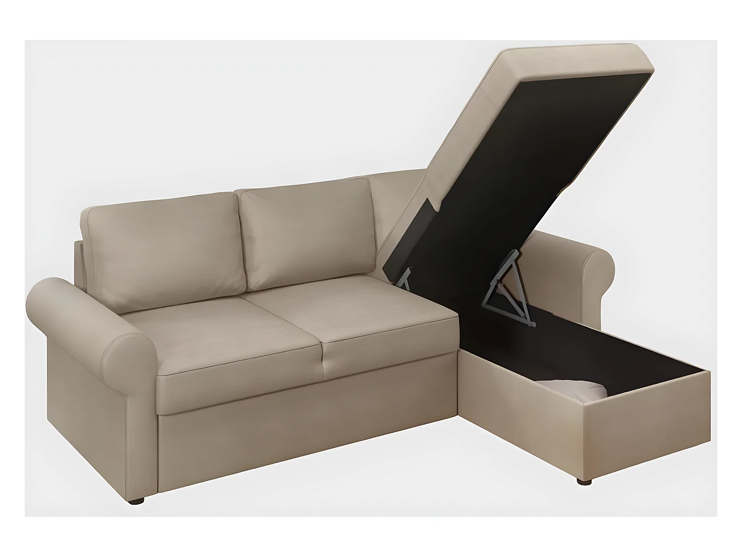 Canapé Corner Paco R/Tissu/Beige