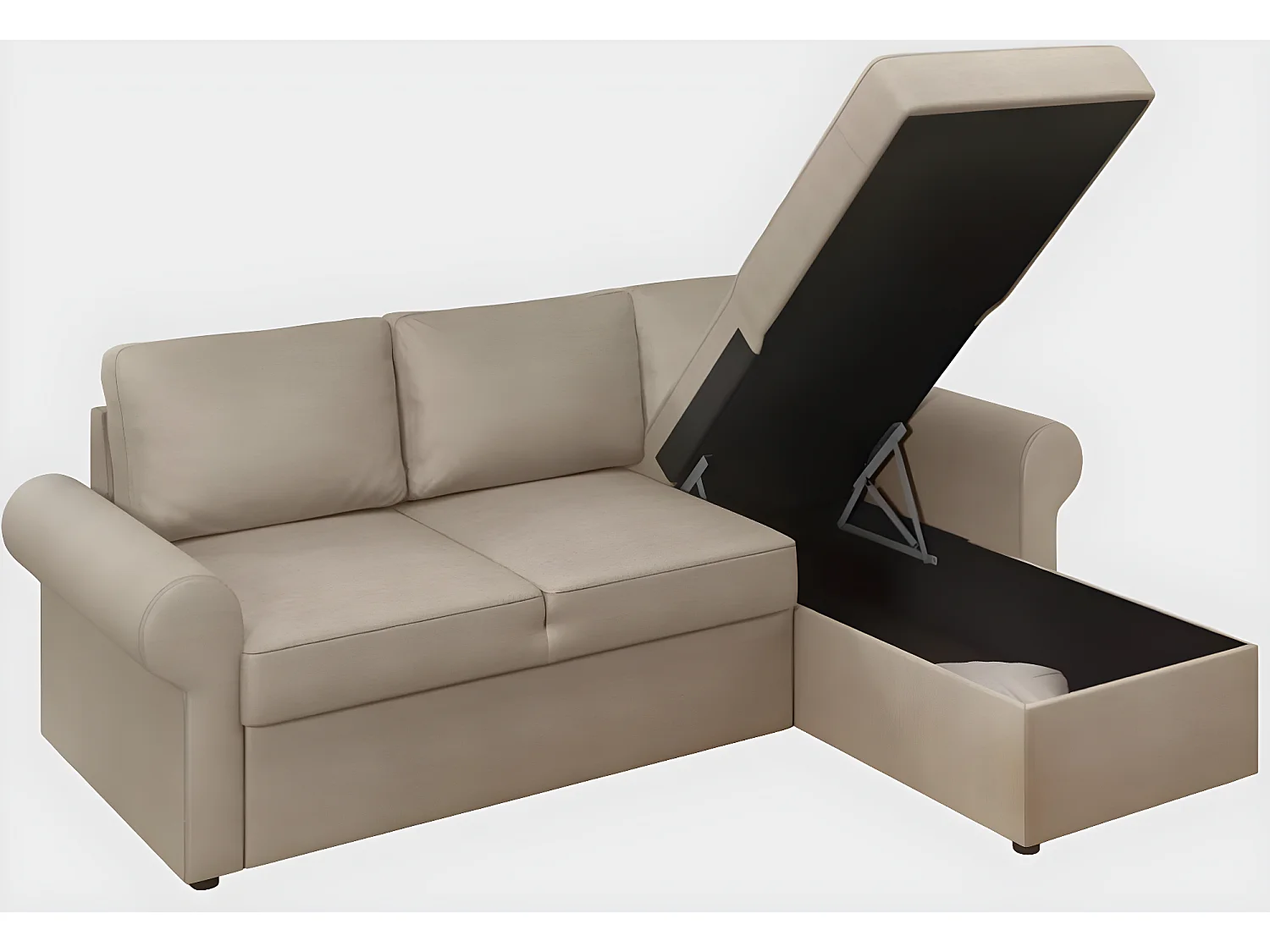 Canapé Corner Paco R/Tissu/Beige