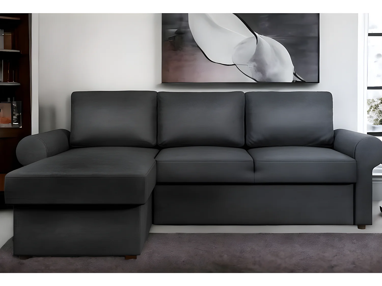 Canapé Corner Paco L/Tissu/Anthracite