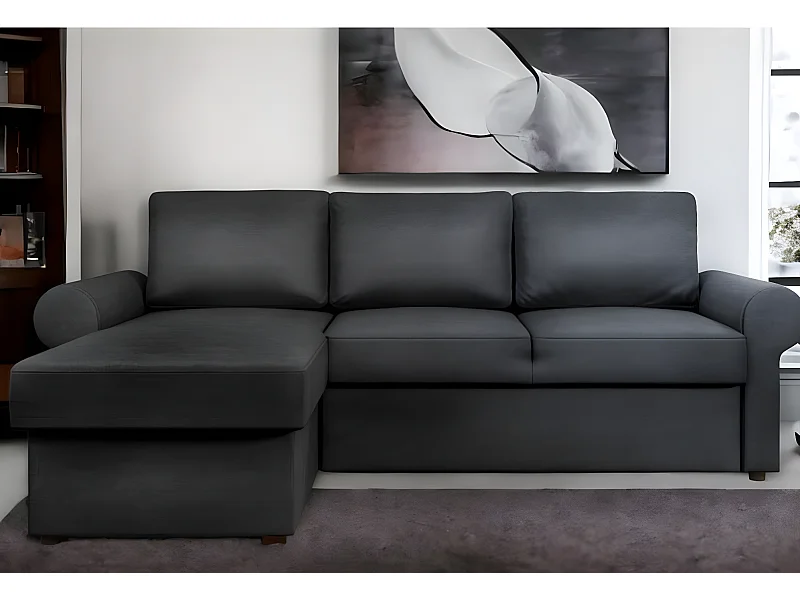 Canapé Corner Paco L/Tissu/Anthracite