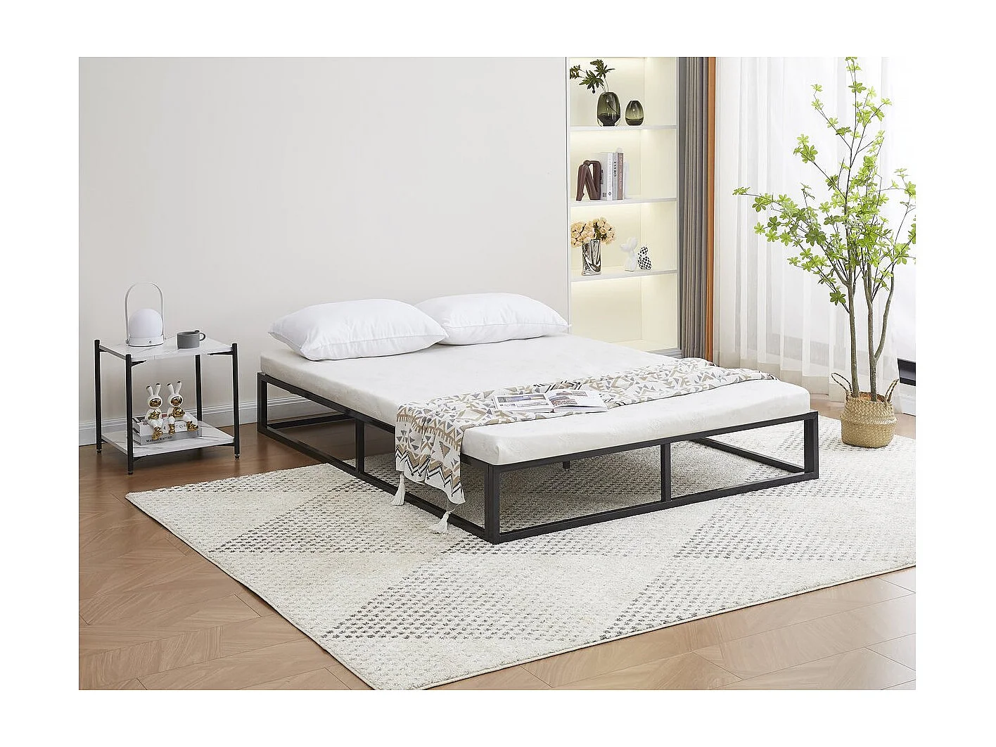 Tweepersoonsbed bedframe bed metaal 140 x 190 cm - Zwart