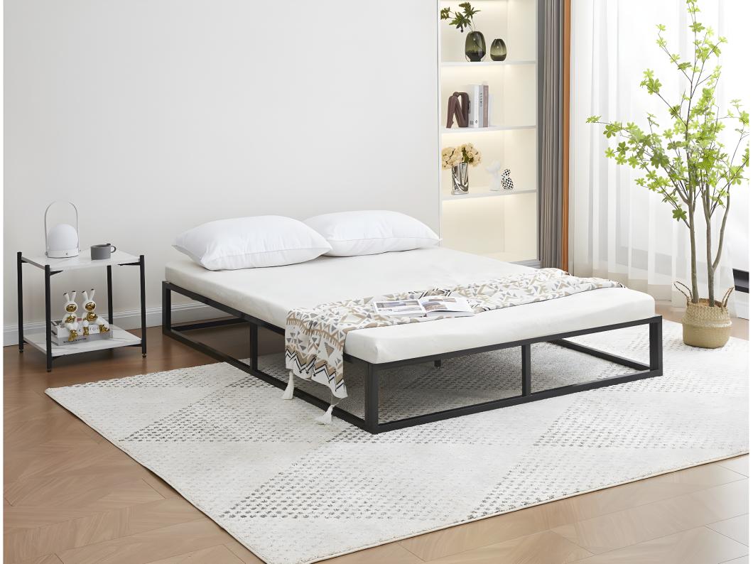 Zwart metalen bedframe 140 x 190 cm voor comfortabele slaap