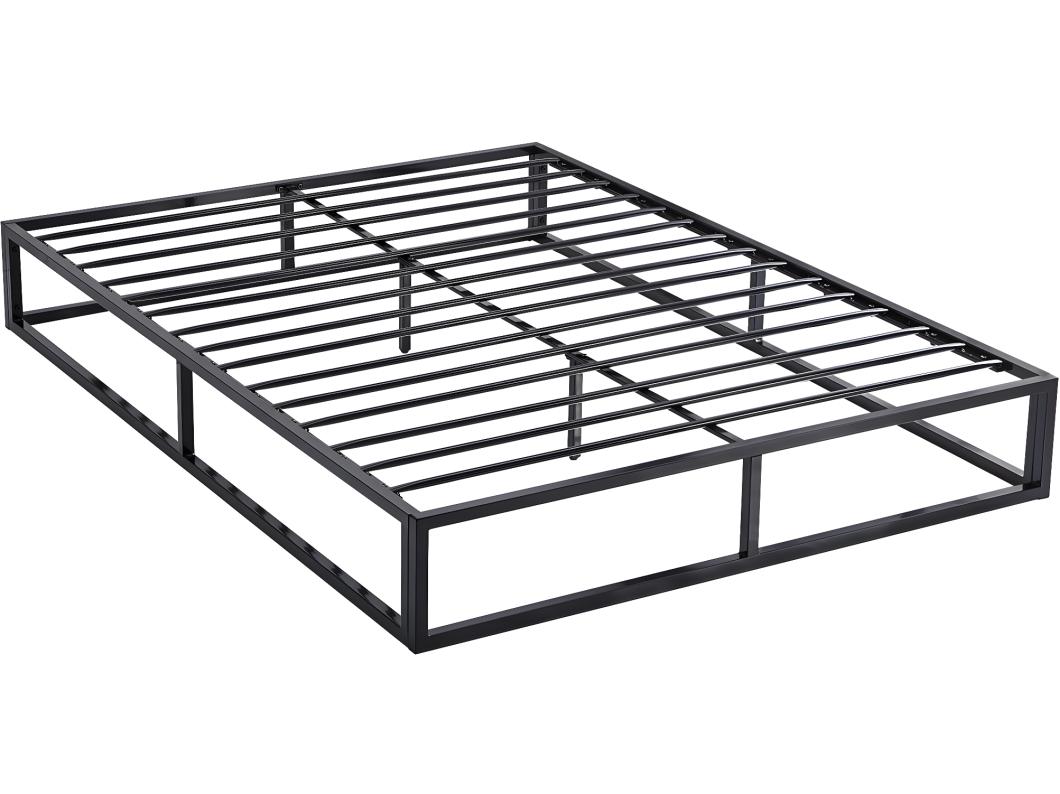 Zwart metalen bedframe 160 x 200 cm met 18 stevige latten voor optimale ondersteuning
