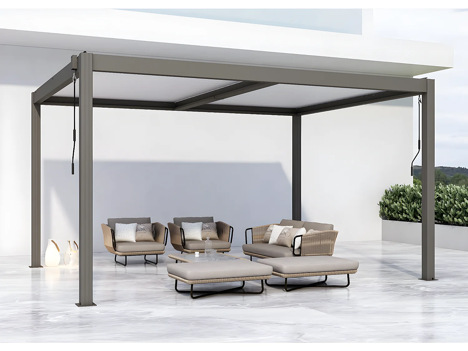 Pérgola bioclimática em alumínio com LED "Windsor" 3 x 4 - Taupe
