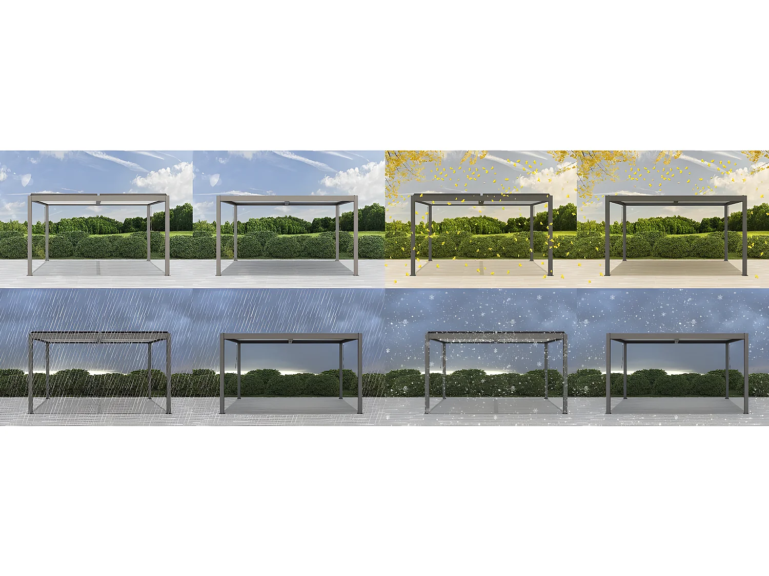 Pérgola bioclimática em alumínio com LED "Windsor" 3 x 4 - Taupe