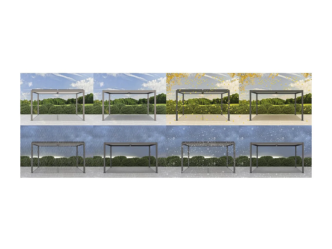 Pergola  terrasoverkapping zonwering 3 x 4 m verstelbaar aluminium met led verlichting "Windsor premium" - Taupe - grijs bruin