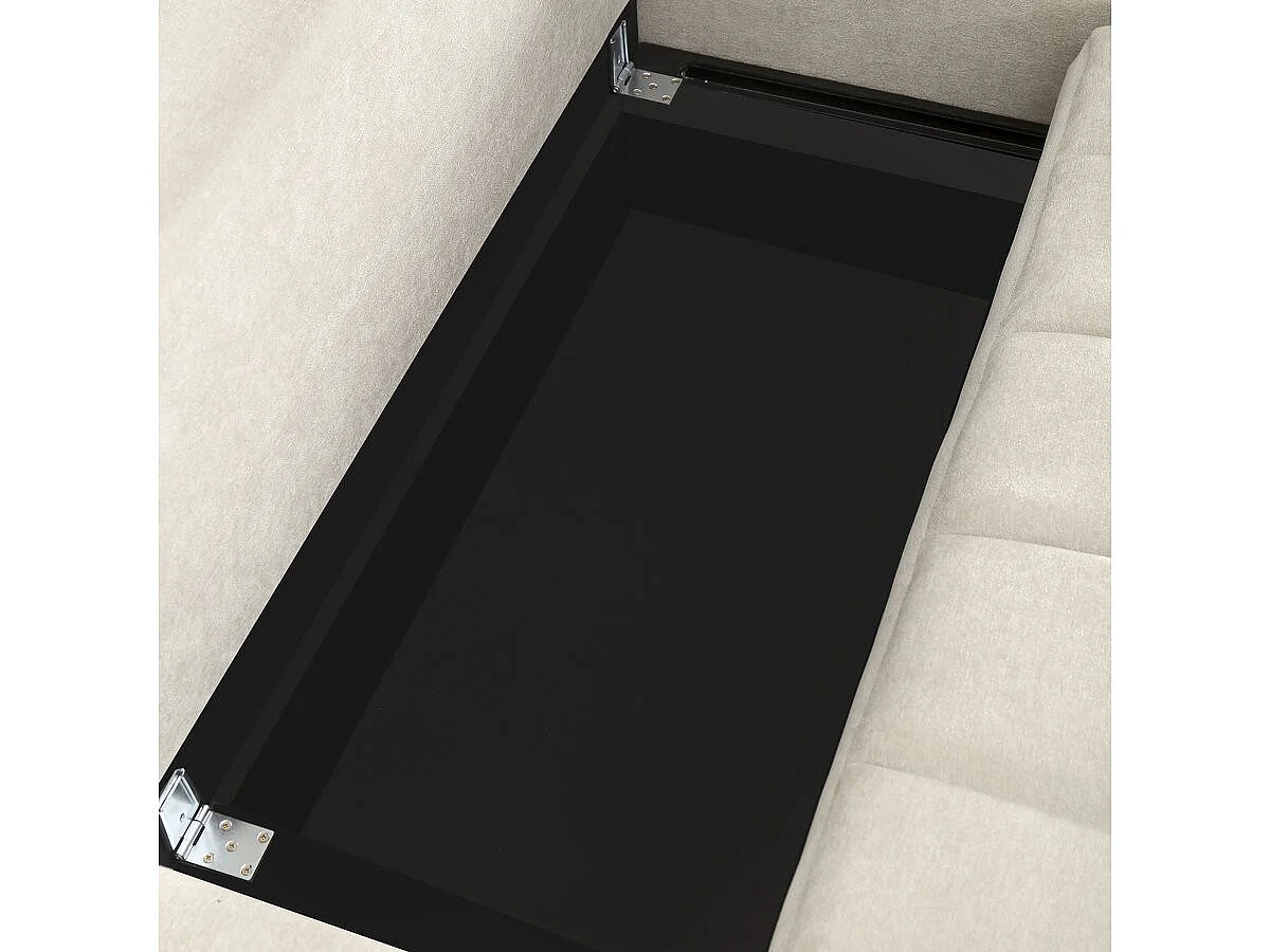 Canapé d'angle convertible 3 places en coton chenille crème