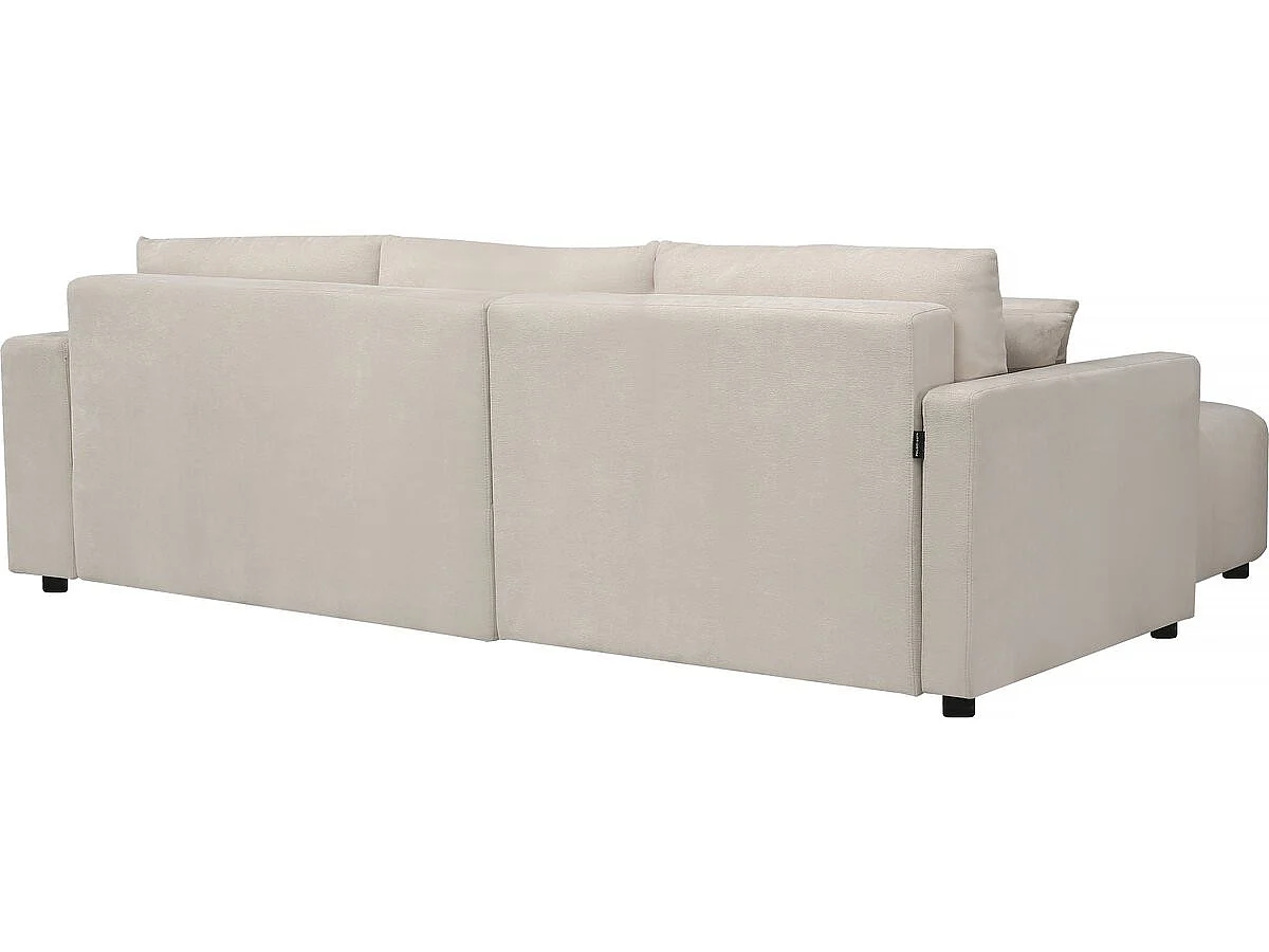 Canapé d'angle convertible 3 places en coton chenille crème