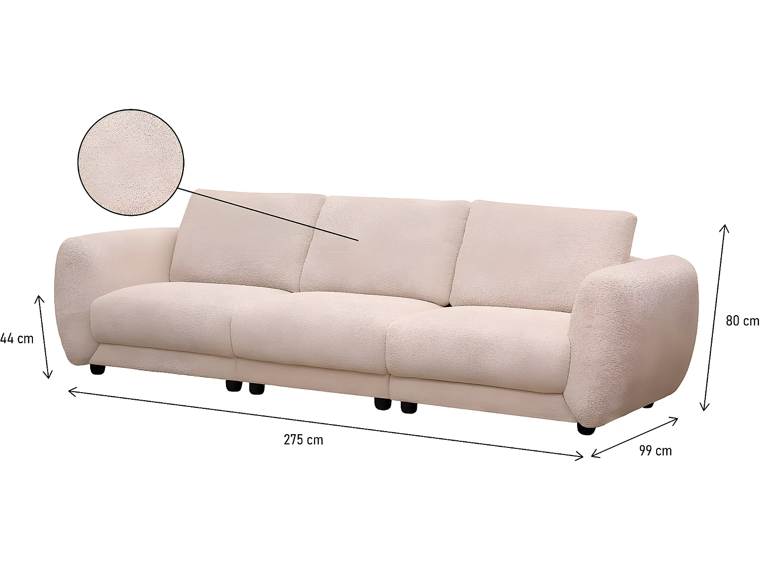 Sofá vertical "Saint Germain" - 3 plazas - Beige