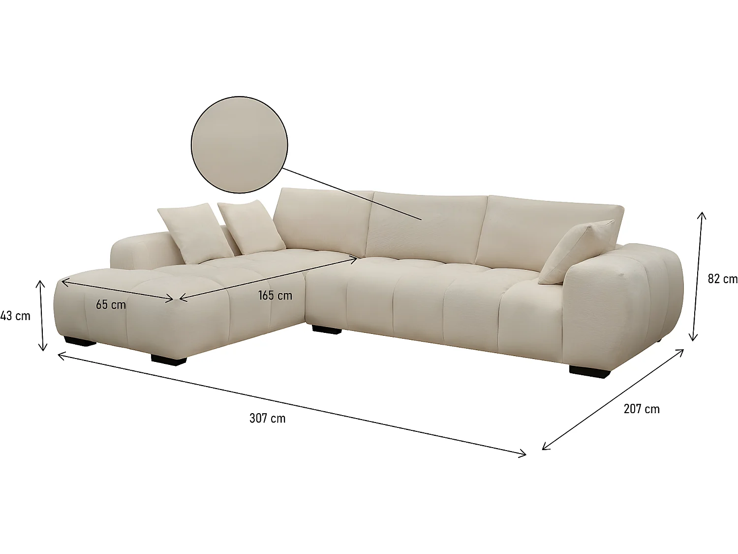 Ecksofa aus Stoff "Monceau" - 3-Sitzer - Beige