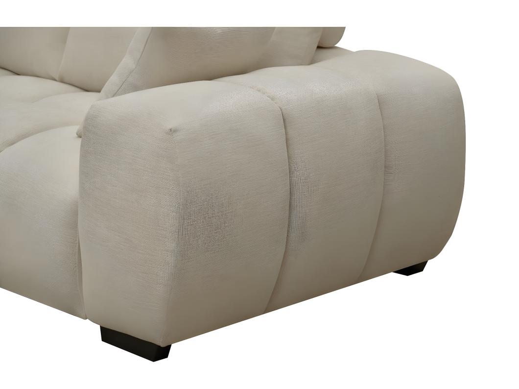 Hoekbank "Monceau" in beige stof - 3 comfortabele zitplaatsen met 6 bijpassende kussens